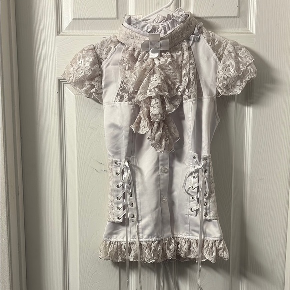 Elegant Lace Ruffle Blouse - White - Picture 1 of 1